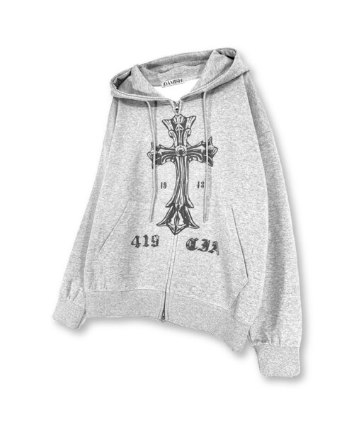 DAMISH(ダミシュ)の「ヴィンテージクロスツーウェイフードジップアップ_グレー(パーカー・レディース・グレー・SMALL/MEDIUM)」の1枚目の写真