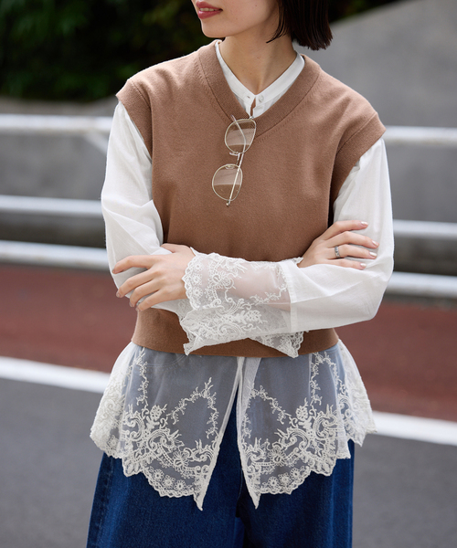 SLOBE IENA（スローブイエナ）の「チュールレースブラウス（シャツ/ブラウス・レディース・ホワイト/ブラック・FREE）」の21枚目の写真