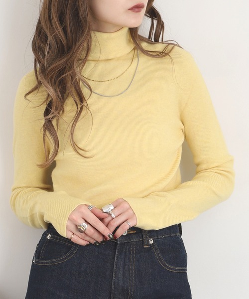 EGLANTINE(エグランティーヌ)の「EGLANTINE カシミヤ混タートルネックニット(ニット/セーター・レディース・ブラウン/チャコールグレー/オフホワイト/イエロー/グリーン/ブラック・38)」の13枚目の写真