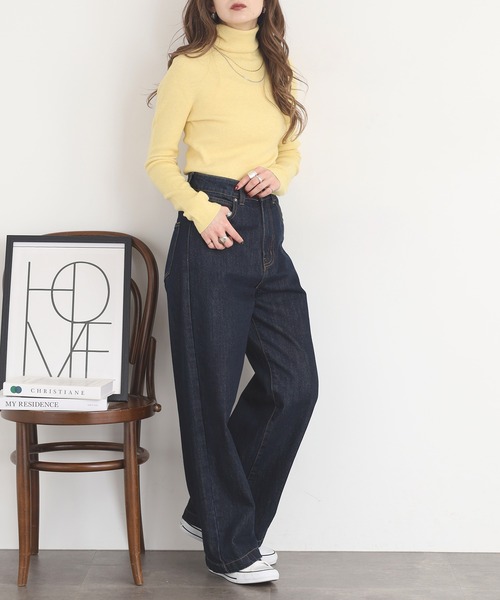 EGLANTINE(エグランティーヌ)の「EGLANTINE カシミヤ混タートルネックニット(ニット/セーター・レディース・ブラウン/チャコールグレー/オフホワイト/イエロー/グリーン/ブラック・38)」の9枚目の写真
