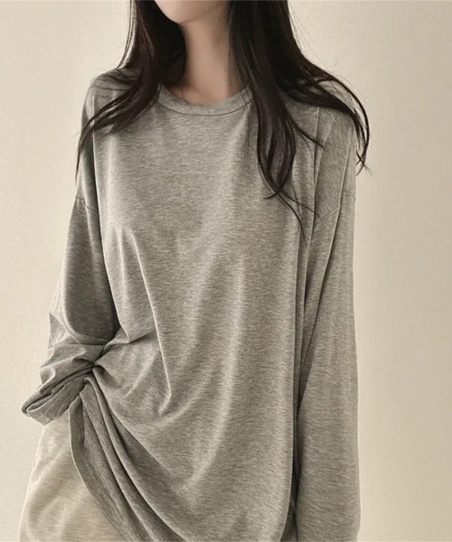 SHEPP(シープ)の「オーバーサイズクルーネックロンT(Tシャツ/カットソー・レディース・ホワイト/ブラック/ダークグレー/ライトグレー・L/M)」の6枚目の写真