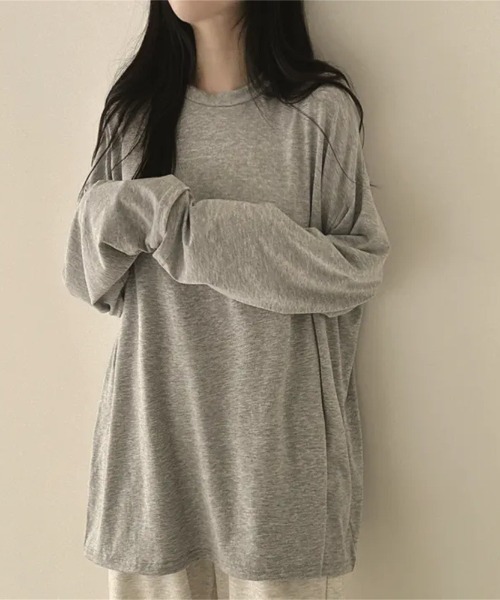 SHEPP(シープ)の「オーバーサイズクルーネックロンT(Tシャツ/カットソー・レディース・ホワイト/ブラック/ダークグレー/ライトグレー・L/M)」の8枚目の写真