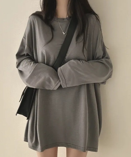 SHEPP(シープ)の「オーバーサイズクルーネックロンT(Tシャツ/カットソー・レディース・ホワイト/ブラック/ダークグレー/ライトグレー・L/M)」の10枚目の写真