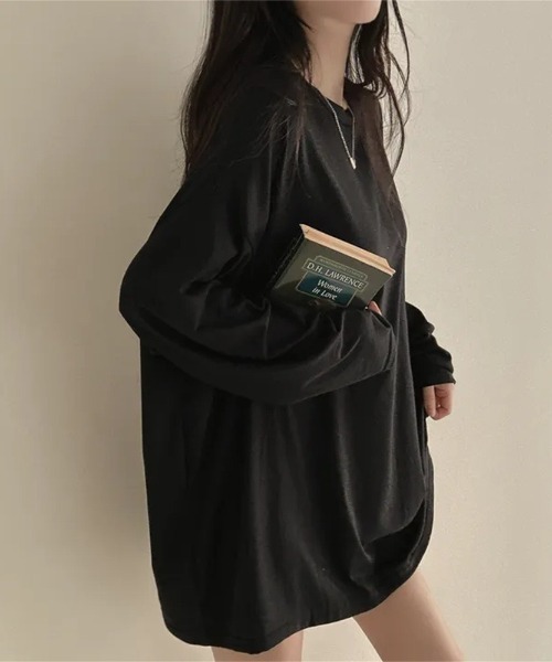 SHEPP(シープ)の「オーバーサイズクルーネックロンT(Tシャツ/カットソー・レディース・ホワイト/ブラック/ダークグレー/ライトグレー・L/M)」の20枚目の写真