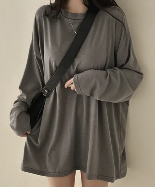 SHEPP(シープ)の「オーバーサイズクルーネックロンT(Tシャツ/カットソー・レディース・ホワイト/ブラック/ダークグレー/ライトグレー・L/M)」の11枚目の写真