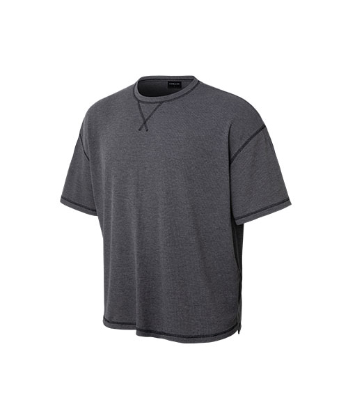 CHILLSA(チルサ)の「Waffle Over Fit Short Sleeve_Charcoal(Tシャツ/カットソー・レディース・チャコール・1/2)」の1枚目の写真