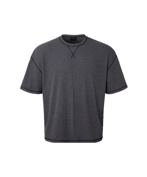 CHILLSA(チルサ)の「Waffle Over Fit Short Sleeve_Charcoal(Tシャツ/カットソー・レディース・チャコール・1/2)」の2枚目の写真