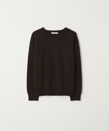 Fine Wool V Neck Knit DARK BROWN