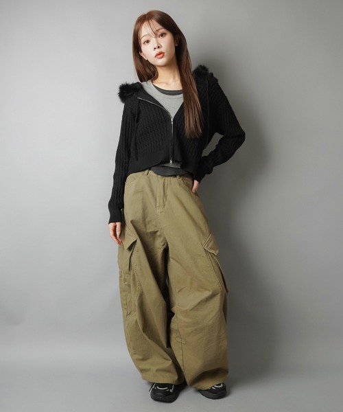 SPINNS（スピンズ）の「立体シルエットで差がつく！ベルト付きカーゴバルーンパンツ（その他パンツ・レディース・カーキ/ブラック/ベージュ・ONESIZE）」の10枚目の写真