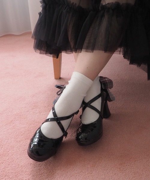 byあしながおじさん(バイアシナガオジサン)の「厚底おでこリボンパンプス 8990041(パンプス・レディース・ピンク系その他/アイボリー/ブラック系その他/ブラック・22.5cm/24.5cm/24cm/23.5cm/23cm)」の3枚目の写真