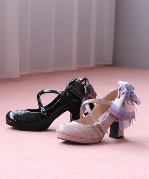byあしながおじさん(バイアシナガオジサン)の「厚底おでこリボンパンプス 8990041(パンプス・レディース・ピンク系その他/アイボリー/ブラック系その他/ブラック・22.5cm/24.5cm/24cm/23.5cm/23cm)」の7枚目の写真