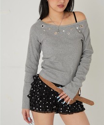 レディースのTシャツ/カットソー（グレー/灰色系・オフショルダー