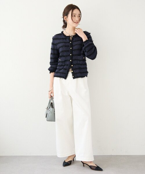 RIVE DROITE(リヴドロワ)の「【上品見え】ツイードショートカーディガン(カーディガン/ボレロ・レディース・ネイビー/イエロー・FREE)」の3枚目の写真