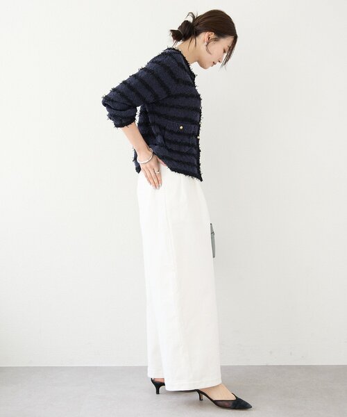 RIVE DROITE(リヴドロワ)の「【上品見え】ツイードショートカーディガン(カーディガン/ボレロ・レディース・ネイビー/イエロー・FREE)」の5枚目の写真