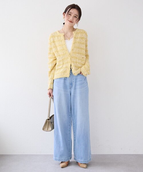 RIVE DROITE（リヴドロワ）の「予約【上品見え】ツイードショートカーディガン（カーディガン/ボレロ・レディース・ネイビー/イエロー・FREE）」の21枚目の写真