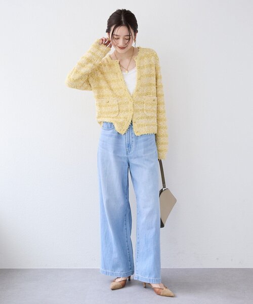 RIVE DROITE（リヴドロワ）の「予約【上品見え】ツイードショートカーディガン（カーディガン/ボレロ・レディース・ネイビー/イエロー・FREE）」の20枚目の写真