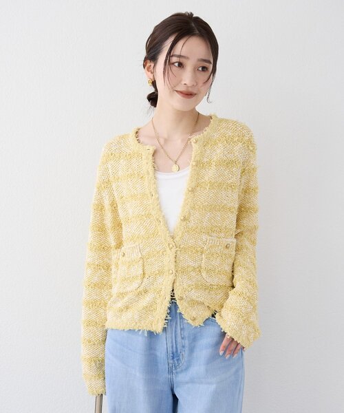 RIVE DROITE（リヴドロワ）の「予約【上品見え】ツイードショートカーディガン（カーディガン/ボレロ・レディース・ネイビー/イエロー・FREE）」の17枚目の写真