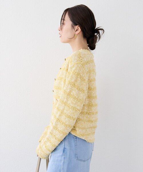 RIVE DROITE（リヴドロワ）の「予約【上品見え】ツイードショートカーディガン（カーディガン/ボレロ・レディース・ネイビー/イエロー・FREE）」の16枚目の写真