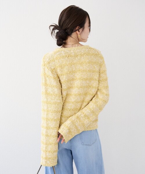 RIVE DROITE（リヴドロワ）の「予約【上品見え】ツイードショートカーディガン（カーディガン/ボレロ・レディース・ネイビー/イエロー・FREE）」の15枚目の写真