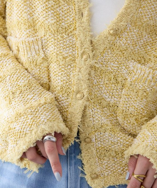 RIVE DROITE（リヴドロワ）の「予約【上品見え】ツイードショートカーディガン（カーディガン/ボレロ・レディース・ネイビー/イエロー・FREE）」の12枚目の写真