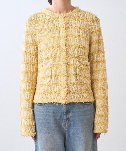 RIVE DROITE（リヴドロワ）の「予約【上品見え】ツイードショートカーディガン（カーディガン/ボレロ・レディース・ネイビー/イエロー・FREE）」の10枚目の写真