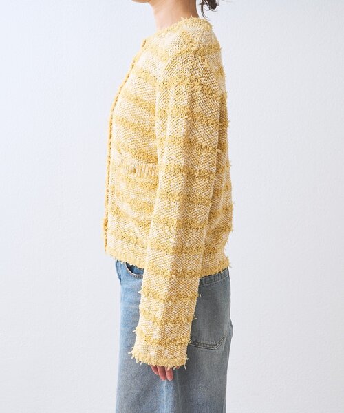 RIVE DROITE（リヴドロワ）の「予約【上品見え】ツイードショートカーディガン（カーディガン/ボレロ・レディース・ネイビー/イエロー・FREE）」の9枚目の写真