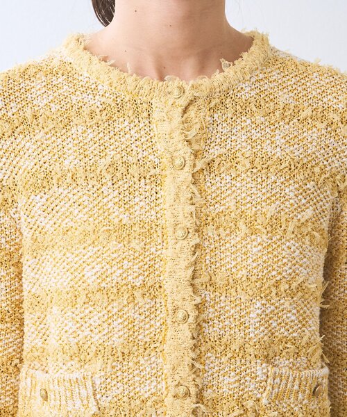 RIVE DROITE（リヴドロワ）の「予約【上品見え】ツイードショートカーディガン（カーディガン/ボレロ・レディース・ネイビー/イエロー・FREE）」の7枚目の写真