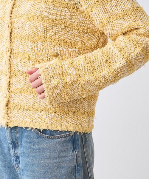 RIVE DROITE（リヴドロワ）の「予約【上品見え】ツイードショートカーディガン（カーディガン/ボレロ・レディース・ネイビー/イエロー・FREE）」の6枚目の写真