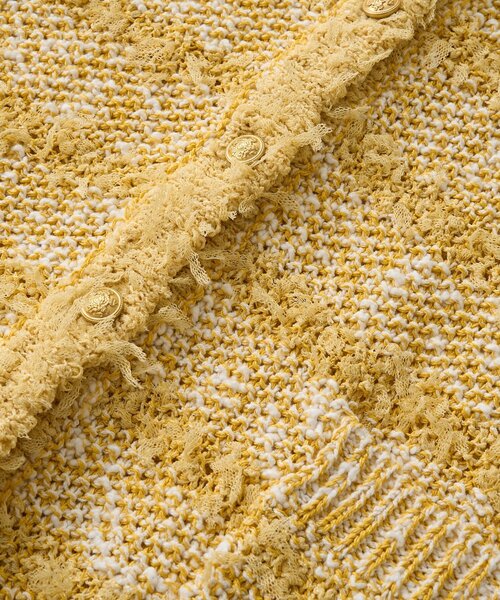 RIVE DROITE（リヴドロワ）の「予約【上品見え】ツイードショートカーディガン（カーディガン/ボレロ・レディース・ネイビー/イエロー・FREE）」の4枚目の写真