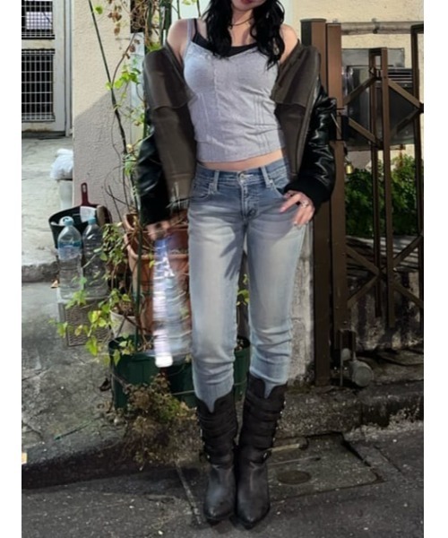 LAGUA GEM(ラグアジェム)の「EDGE LACE CUP キャミソール(キャミソール・レディース・杢グレー/ブラック/ベージュ・FREE)」の7枚目の写真