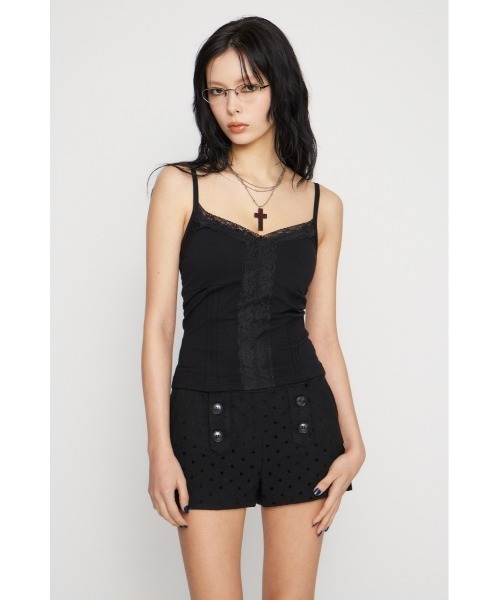 LAGUA GEM(ラグアジェム)の「EDGE LACE CUP キャミソール(キャミソール・レディース・杢グレー/ブラック/ベージュ・FREE)」の22枚目の写真