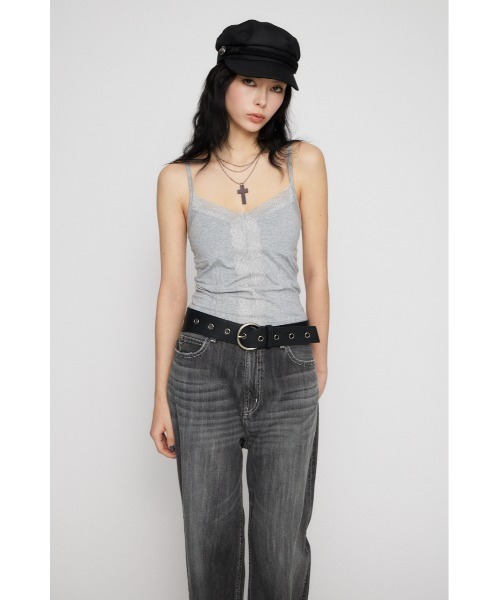 LAGUA GEM(ラグアジェム)の「EDGE LACE CUP キャミソール(キャミソール・レディース・杢グレー/ブラック/ベージュ・FREE)」の10枚目の写真