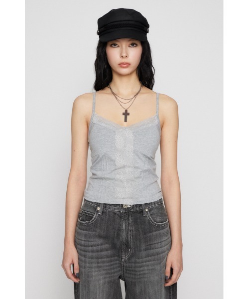 LAGUA GEM(ラグアジェム)の「EDGE LACE CUP キャミソール(キャミソール・レディース・杢グレー/ブラック/ベージュ・FREE)」の13枚目の写真