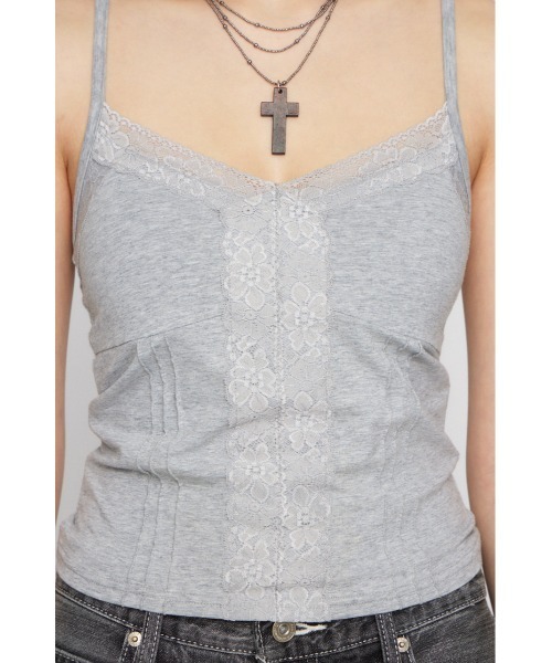 LAGUA GEM(ラグアジェム)の「EDGE LACE CUP キャミソール(キャミソール・レディース・杢グレー/ブラック/ベージュ・FREE)」の16枚目の写真