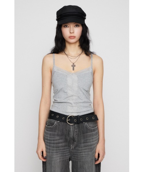 LAGUA GEM(ラグアジェム)の「EDGE LACE CUP キャミソール(キャミソール・レディース・杢グレー/ブラック/ベージュ・FREE)」の9枚目の写真