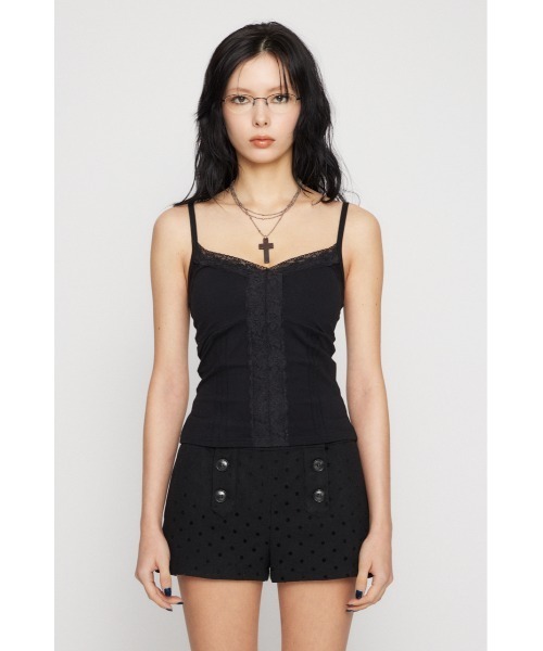 LAGUA GEM(ラグアジェム)の「EDGE LACE CUP キャミソール(キャミソール・レディース・杢グレー/ブラック/ベージュ・FREE)」の20枚目の写真