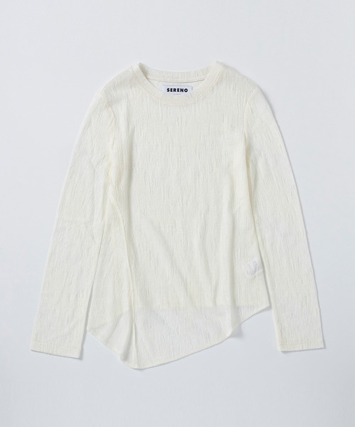 SERENO（セレーノ）の「ウールブレンド シアートップス（Tシャツ/カットソー・レディース・ベージュ・M/L/S）」の2枚目の写真