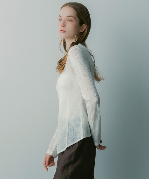 SERENO（セレーノ）の「ウールブレンド シアートップス（Tシャツ/カットソー・レディース・ベージュ・M/L/S）」の4枚目の写真