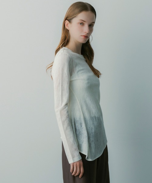 SERENO（セレーノ）の「ウールブレンド シアートップス（Tシャツ/カットソー・レディース・ベージュ・M/L/S）」の6枚目の写真