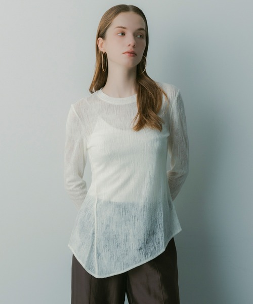 SERENO（セレーノ）の「ウールブレンド シアートップス（Tシャツ/カットソー・レディース・ベージュ・M/L/S）」の7枚目の写真