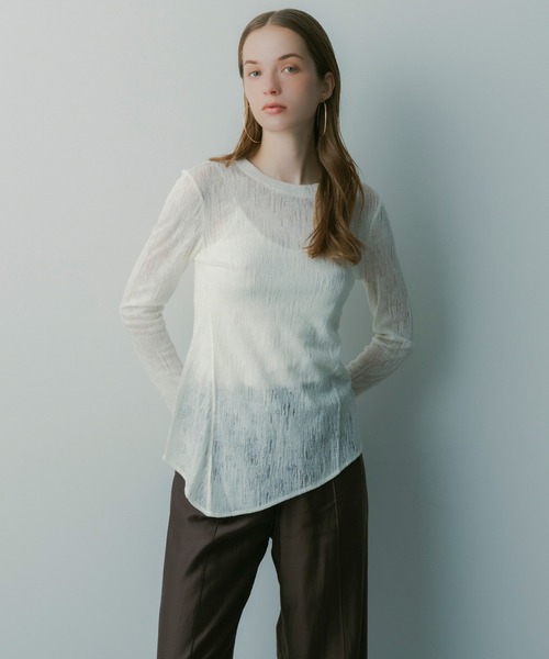 SERENO（セレーノ）の「ウールブレンド シアートップス（Tシャツ/カットソー・レディース・ベージュ・M/L/S）」の8枚目の写真