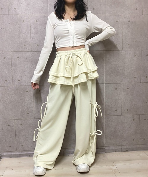 NANEA(ナネア)の「レイヤード風ウエストフリル サイドリボンスウェットパンツ(スウェットパンツ・レディース・グレー/ブラック/アイボリー・フリー)」の19枚目の写真