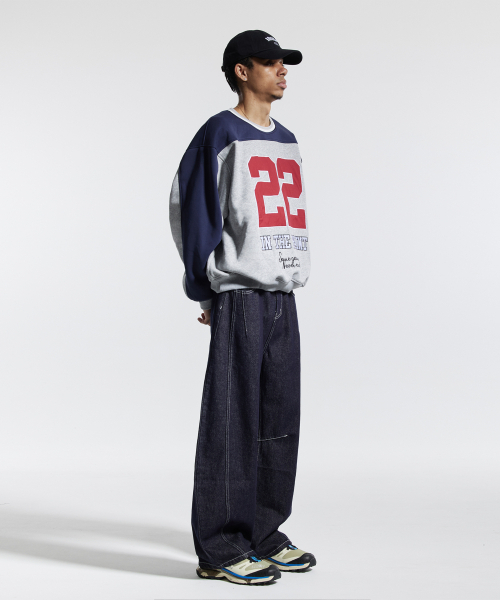 CREAM SODA LAB(クリームソーダラボ)の「切り替えパネルレタリングラグビースウェットグレー(スウェット・メンズ・グレー・L/XL)」の3枚目の写真