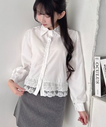 Loueme | コットンレース裾フリルシャツ(シャツ/ブラウス)