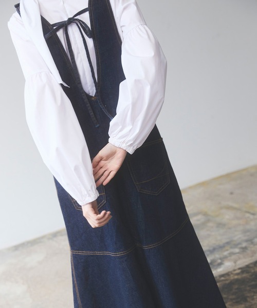 SOMETHING(サムシング)の「【GISELe 4月号掲載】atelier SOMETHING AMERICAN SLEEVE ONEPIECE/アメリカンスリーブワンピース(ワンピース・レディース・ライトインディゴブルー/インディゴブルー・FREE)」の8枚目の写真