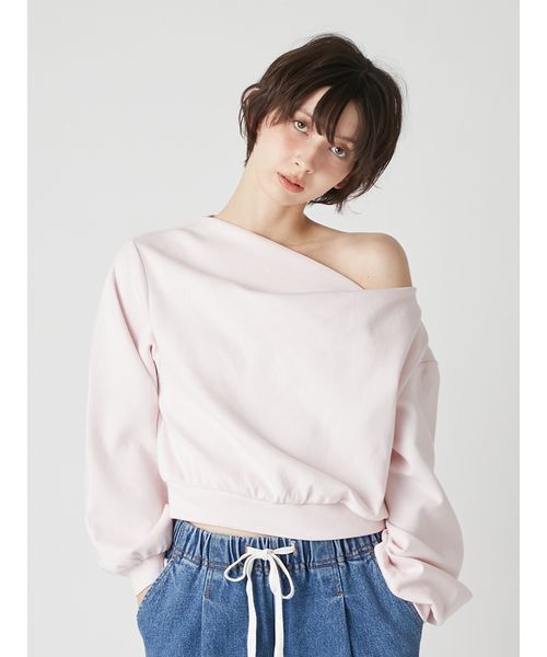 LILY BROWN（リリーブラウン）の「ドレープオフショルボンディングスウェット（スウェット・レディース・アイボリー/グレー/チャコールグレー/ピンク・F）」の9枚目の写真
