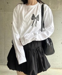 バレエコアリボンデザインロングTシャツ