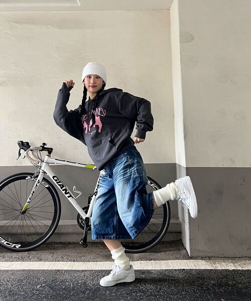 Video Jockey（ビデオジョッキー）の「ニャンニャンニャン フードパーカー [チャコール/ピンク]（パーカー・レディース・その他・S/M/L/XL）」の3枚目の写真