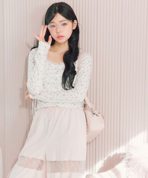 OLIVE des OLIVE（オリーブデオリーブ）の「カーデレイヤードトップス（Tシャツ/カットソー・レディース・ブラック/アイボリー/オフホワイト・FREE）」の6枚目の写真