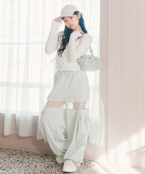 OLIVE des OLIVE（オリーブデオリーブ）の「カーデレイヤードトップス（Tシャツ/カットソー・レディース・ブラック/アイボリー/オフホワイト・FREE）」の19枚目の写真